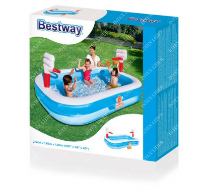 54122 Игровой бассейн Баскетбол + 2 мяча Bestway (251 х 168 х 102 см, 636 л)