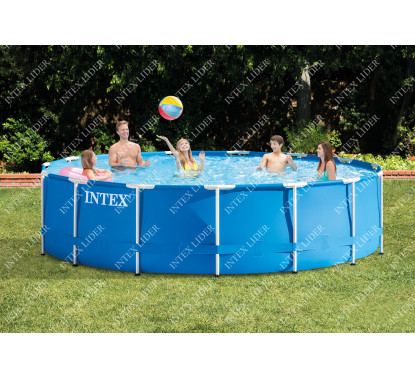 28240 Каркасный бассейн Intex METAL FRAME 457x84см +фильтр-насос 2006 л.ч