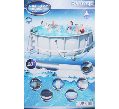 56451 Каркасный бассейн BestWay 488х122 см + фильтр