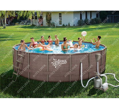 Р20-1248-S Каркасный бассейн круглый 366х122см Summer Escapes, фильтр-насос песчаный 4100 л/ч